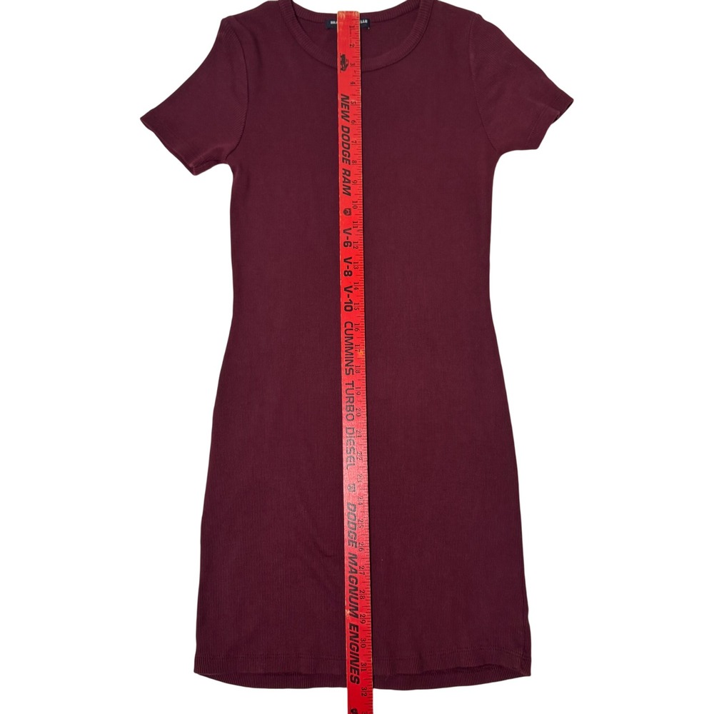 Brandy Melville Ribbed Bodycon Short Sleeve TShirt Dress Burgundy One Size - Picture 4 of 6